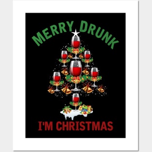 MERRY DRUNK I'M CHRISTMAS PINE WINE TREE Posters and Art